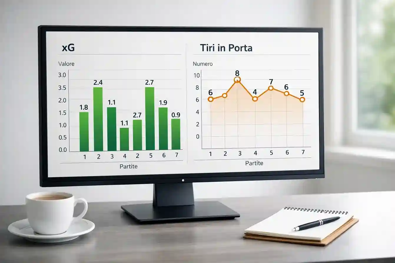 Schermo con statistiche e grafici Expected Goals di una partita di Serie A